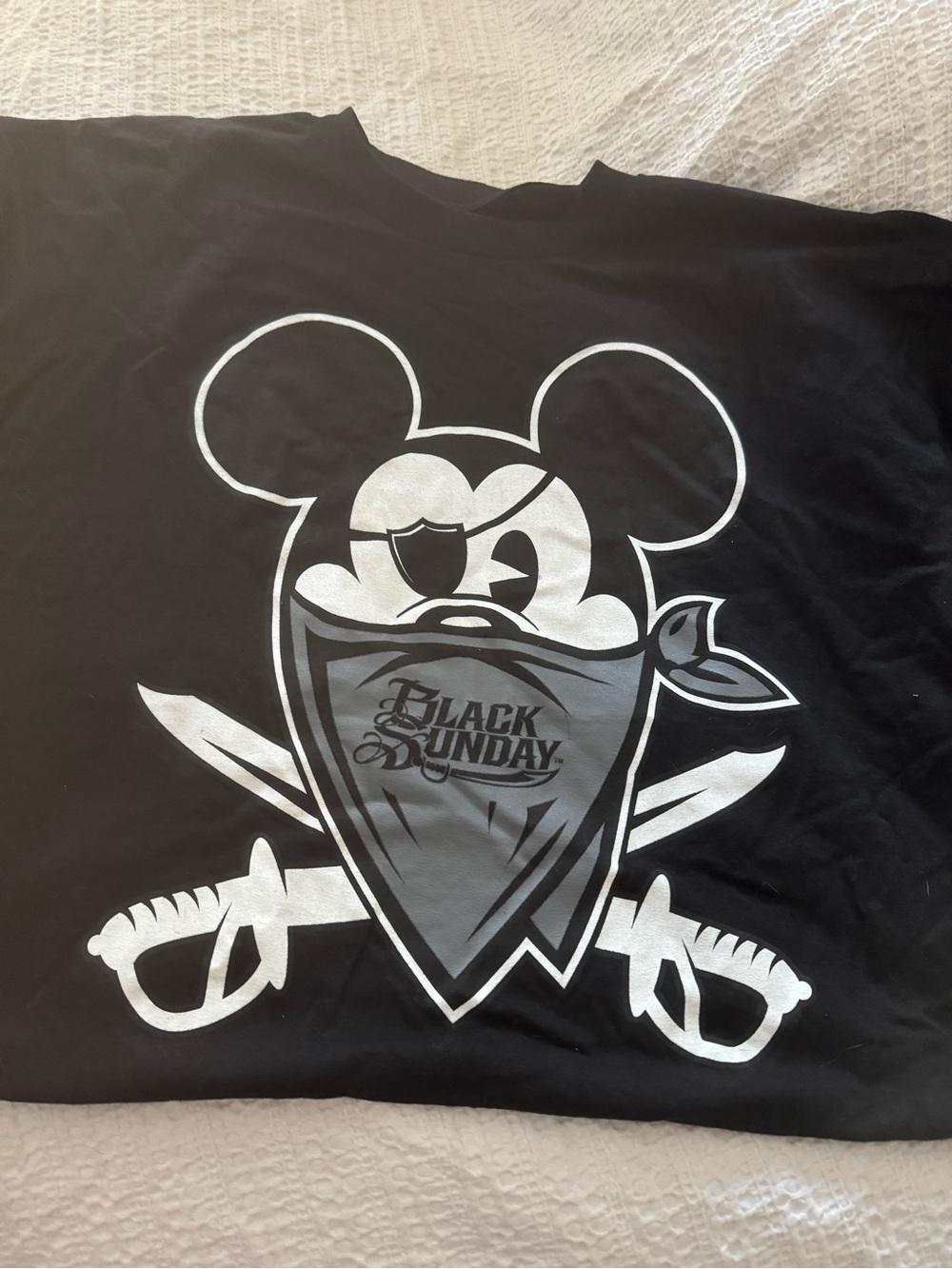 adidas Black Graphic Tee with White Pirate Character Print
